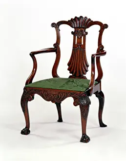 Damask: Walnut armchair