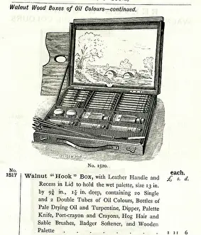 Portable: Walnut Wood Box of Oil Colours
