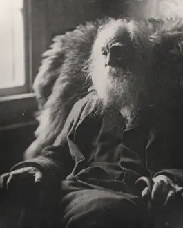 Copied: Walt Whitman, half-length portrait, seated by window, facing