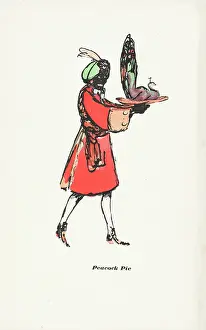 Harry Price: Walter de la Mare drawing black servant with peacock