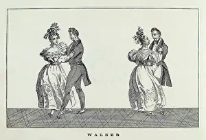 Waltzing: Waltz. Two dance couples 1840