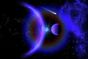 Universe: A wandering comet passing a pair of binary planets