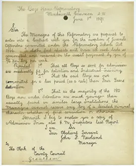 Wandsworth: Wandsworth Reformatory Letter