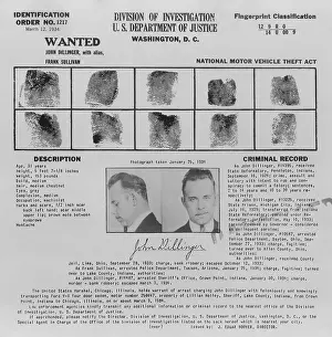 Wanted Poster for John Dillinger, displaying ?