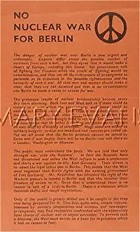 Handbill: NO WAR FOR BERLIN