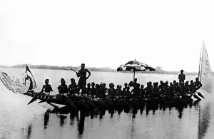 Canoe: War canoe in the colony of Cameroon, 1884