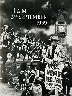 Declaration: War declared at 11am on 3 September 1939, WW2