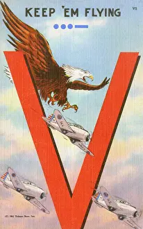 Productivity: US War effort postcard - 1941 - Keep em Flying