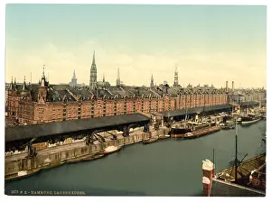Warehouses at docks, Hamburg, Germany