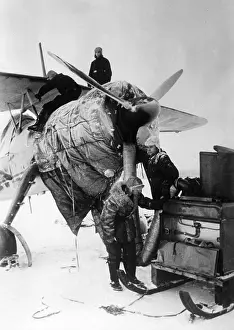 Warmed: Warm up of a motor on a German reconnaissance plane on the E