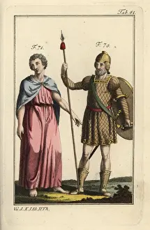 Battledress: Warrior Gaul in full battledress, with lance