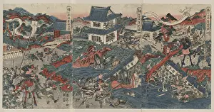 Akasaka: The warrior Kusunoki barricading himself into Akasaka Castle
