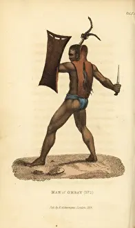 Arago: Warrior of Ombai with armour, shield and kris