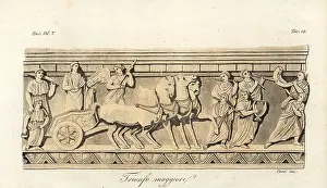 Trionfo: Warrior riding a quadriga in an Etruscan triumphal parade