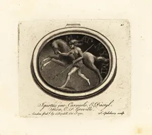 Carnelian: Warrior with spear running alongside a horse