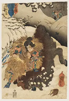 Boars: Warrior & wild boar in the snow
