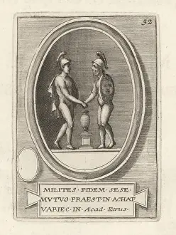 Greek Myth: Two warriors of ancient Greece showing mutual trust