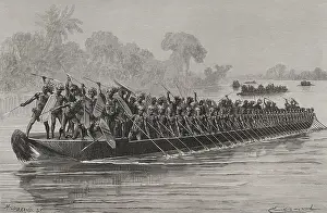 Rower: Warriors in a canoe navigating the Aruwimi River
