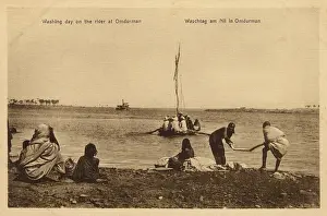 Omdurman: Washing clothes in the Nile, Sudan