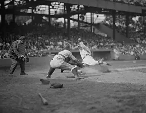 Major League: Washington Senators Goose Goslin slides safely
