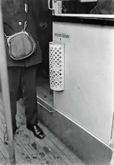 Busses: Waste baskets on Berlin busses. About