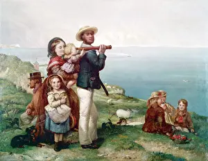 Clifftop: Watching Ships – a family on clifftop