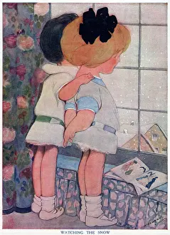 Apr16: Watching the snow - Two children look at the flakes falling