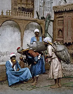 Carriers: Water carriers, Cairo, Egypt, circa 1890s