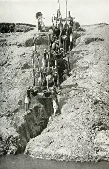 Shadoof: Water supply using a shaduf, Egypt