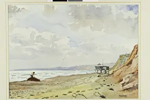 Sheppard: Watercolour scene with beach and observation post