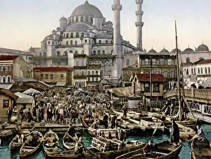 Constaninople: Waterfront scene, Constaninople, (Istanbul) Turkey, circa 18