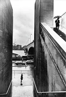 Midground: Waterloo Bridge & River Thames on a rainy day
