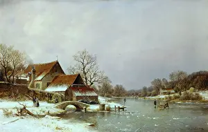 Watermill: A Watermill by a Frozen River