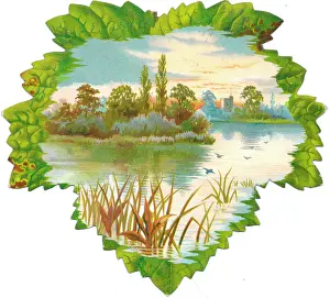 Reversible: Waterside scene on a reversible Christmas card