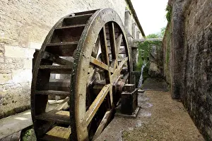Hydraulics: Waterwheel at forge, Fontenay Abbey, Cote d'Or, France