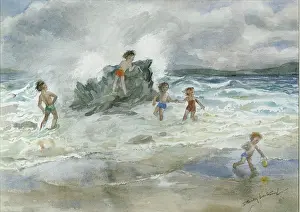 Lockwood: The Wave ' children in the sea by a rock