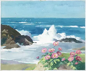 Waves breaking on a rocky beach