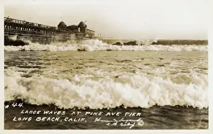 Breakers: Waves at Pine Avenue Pier, Long Beach, California, USA