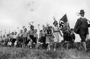 Graduation: On the way to the school garden, 1933