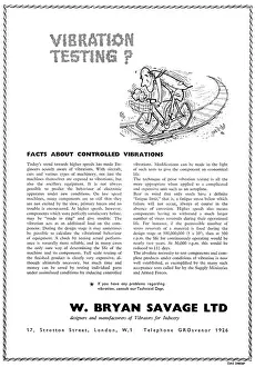 Vibration: W.Bryan Savage Vibration Test Equipment 1958