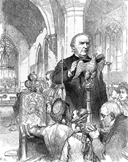 Hawarden: W.E. Gladstone reading the lesson, Hawarden Church