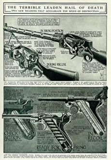 Telescopic: Two weapons automatic rifle & German's automatic pistol 1917