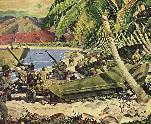 Weasel: Weasel Landing Crafts on Pacific Island Beach