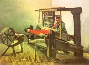 Weaver Facing Left, with Spinning Wheel, by Van Gogh