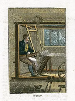 1823: Weaver at his loom. This man would be a piece-worker