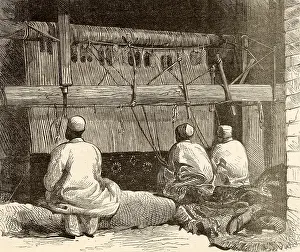 Weavers: Weaving carpets, Peshawar