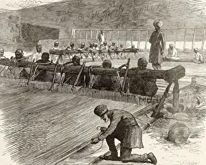 Weavers: Weaving carpets, Peshawar