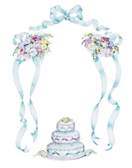 Langlands: Wedding Cake with two garlands of flowers
