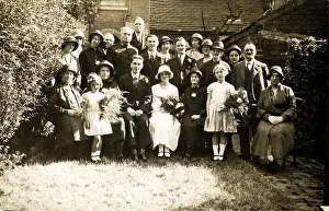 Weddings: Wedding Group in Garden, Old Hill, Warwickshire