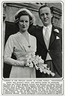 The wedding of Prince Georg of Denmark (1920-1986) and Viscountess Anson (Anne Ferelith Fenella Bowes-Lyon)
